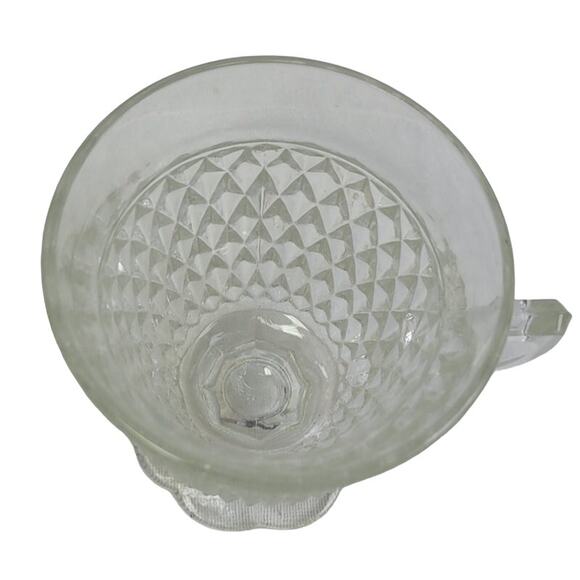 3 Vintage Cut Clear Diamond Pattern Glass Mug Plate Ashtray Mismatched Set - Picture 4 of 8